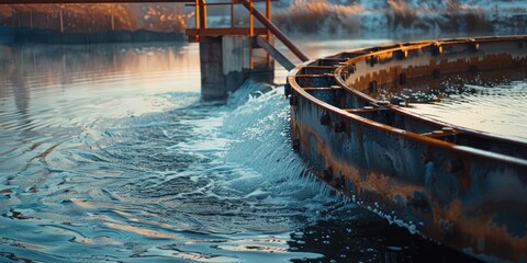 Aerating Paddle Wheel in Motion Providing Oxygen to Aquaculture Pond