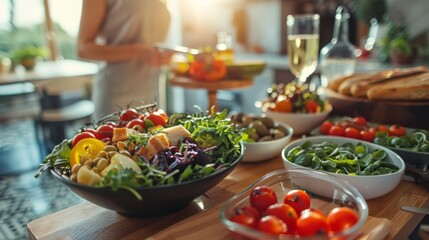 An Inviting Array of Fresh Ingredients for a Mindful Eating Experience in Soft Sunlight