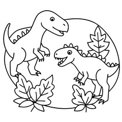 Herbivorous dinosaurs munching on plants