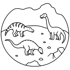 Fossils of dinosaurs in a prehistoric dig sit