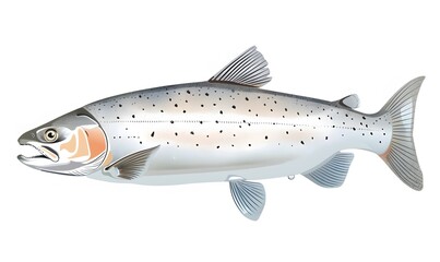 Obraz premium Salmon fish isolated on white without shadow. 