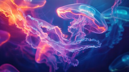 Obraz premium Neon Jellyfish