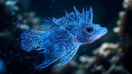 Obraz premium rare glowing fish, deep sea background