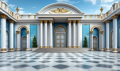 Obraz premium Elegance Redefined: Digital Painting of Opulent Architectural Facade in High Detail