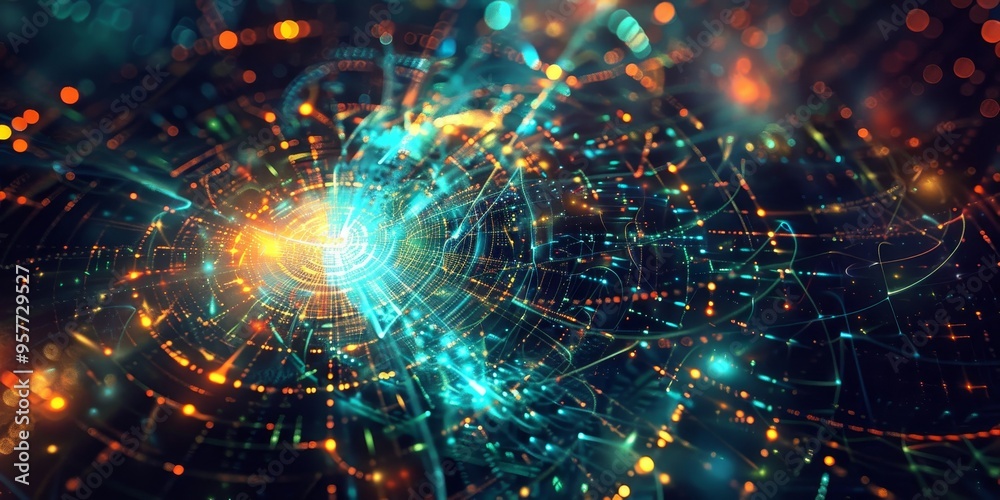 Poster Abstract digital artwork symbolizing the interconnectedness of web design and technology
