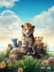 background about World Animal Day, 4k, photorealistic, copy-space with generative ai