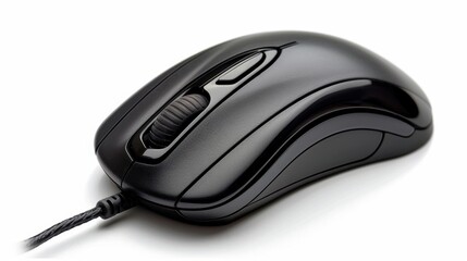 Mouse: A computer input device featuring left and right-click buttons and a scroll wheel, used to navigate and control the on-screen interface.
