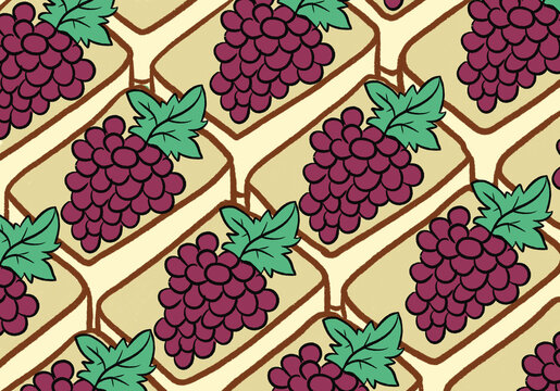 Red grapes in baskets