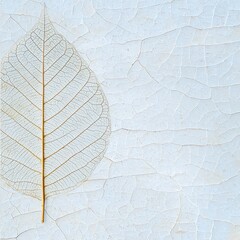 Obraz premium Delicate Leaf Skeleton on Cracked Blue Background