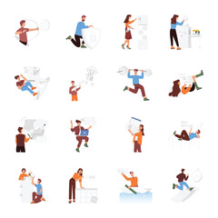 Basic RGBCollection of Product Handling Flat Illustrations 

