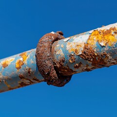 A close-up of a corroded metal pipe showing the intricate patterns of oxidation