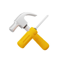 Hammer and Screw 3D Icon, Labour day 3d icon