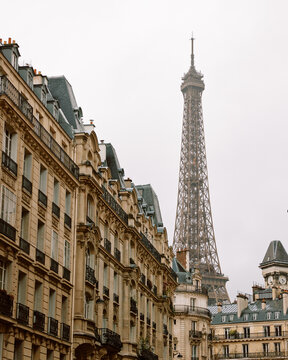 Parisian Architecture with Eiffel Tower Backdrop