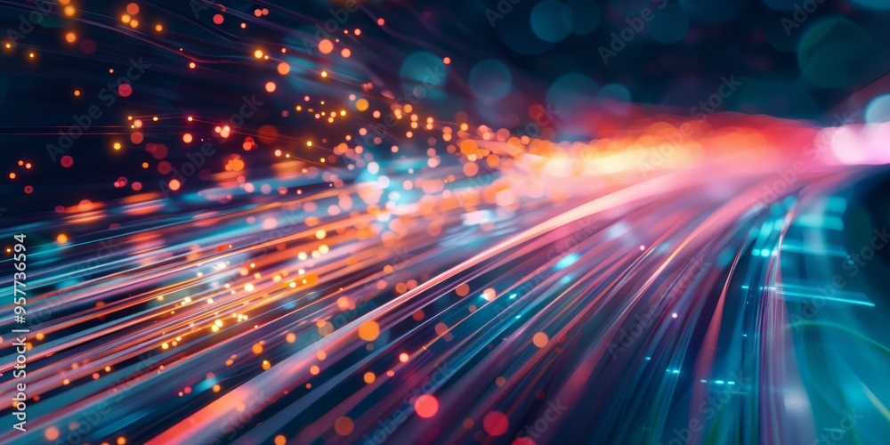 Aufkleber high-speed internet concept with fiber optics and data transmission, symbolizing fast connectivity a