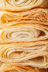 Closeup of Delicious Golden Croissant Layers
