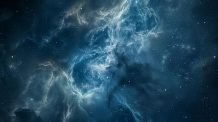 Obraz premium Deep space nebula with glowing blue clouds and starry sky