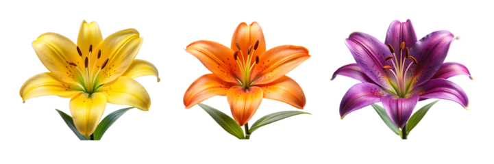 Front View of Purple Lily on Transparent Background - High-Resolution Image