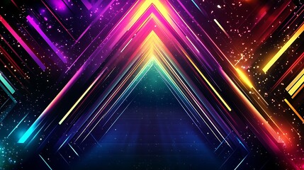 Obraz premium Abstract Neon Lights Forming a Triangular Shape