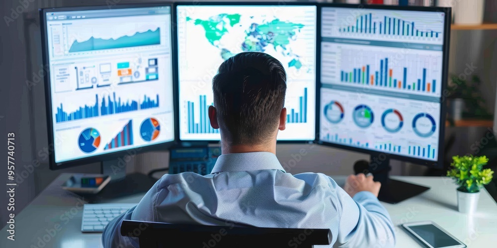 Leinwandbilder conceptual image of a web developer analyzing website performance metrics on a digital screen