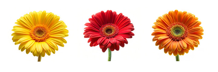 High-Resolution Daisy Flower Collection from, Front View on Transparent Background