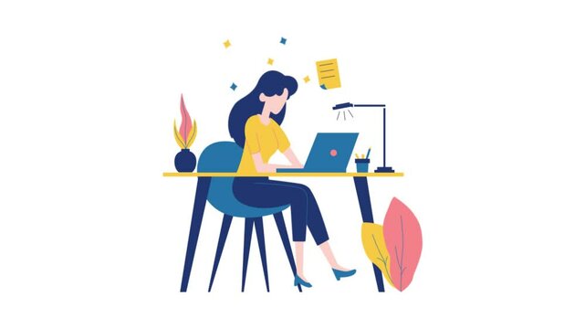 Footage of Businesswoman Woman Working with Laptop at Office