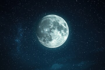 Obraz premium Full Moon in a Starry Night Sky