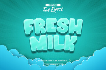 Fresh milk editable text effect with decoration