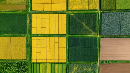 A field of crops with a variety of colors and sizes