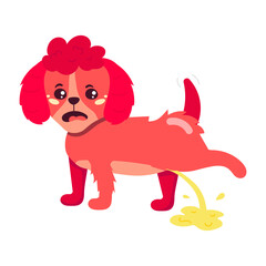 Comic style sticker of dog pee 