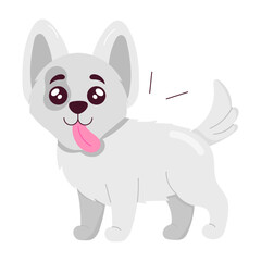 Comic style sticker of silly dog with tongue out 

