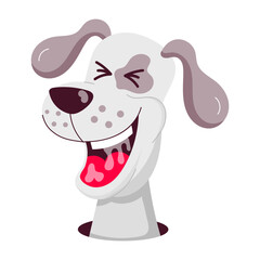 Cute dog laughing hard, flat sticker 

