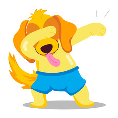 Dog dabbing sticker in flat style 

