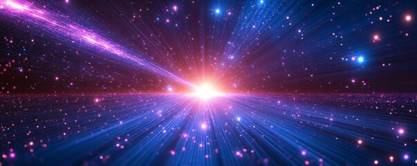 Naklejka premium 光線と青い背景