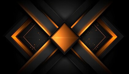 Naklejka premium Abstract Geometric Background with Black and Orange Shapes