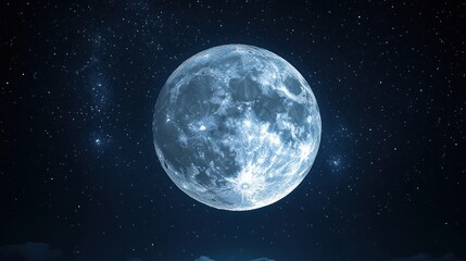 Fototapeta premium A Full Moon Amidst a Starry Night Sky
