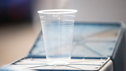 close up plastic glass of water