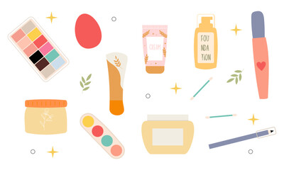 MobileBeauty cosmetics doodle. Skin care natural organic products