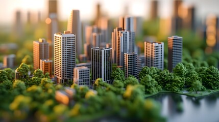 An urban real estate investment concept, with a diverse portfolio of property types, factoring in refinancing options and additional costs