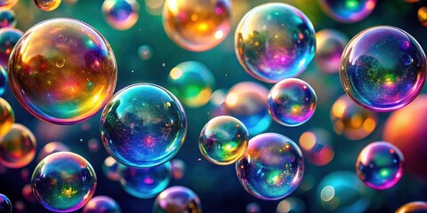 Naklejka premium Colorful ethereal bubbles floating in the air, ethereal, bubbles, vibrant, colorful, floating, air, elegance, dreamy, whimsical