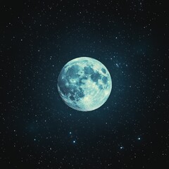 Fototapeta premium A Full Moon in the Night Sky with Scattered Stars