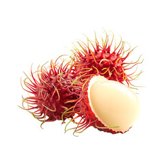 Delicious rambutan sweet fruit isolated on a transparent background. Generative