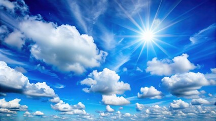 Sunny day with clear skies and fluffy clouds, perfect for outdoor activities, Sunny, weather, clear, clouds, sky