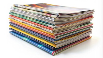 Colorful stack of magazines on a white background, magazine, stack, colorful, publishing, reading, media