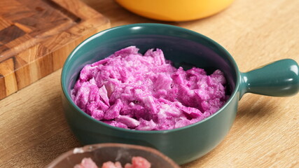 Scooped Purple Yam Flesh Ready for Cooking
