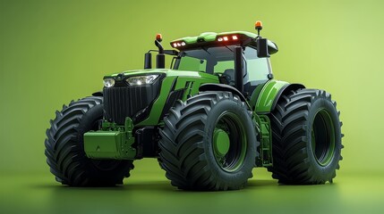 Obraz premium Green Tractor on Green Background