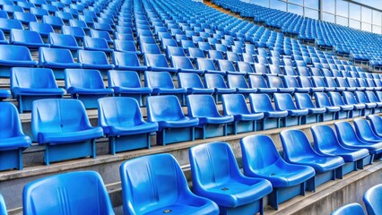 Fototapeta premium Empty blue stadium seats with visible numbers , stadium, blue, seats, numbers, empty, sports, venue, seating, rows