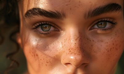 Fototapeta premium Female face close-up, showing skin problems. Dry skin, acne, wrinkles and other imperfections. Rejuvenation, hydration and skin treatment. 