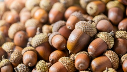  Acorns piled up on the floor. oak fruit
