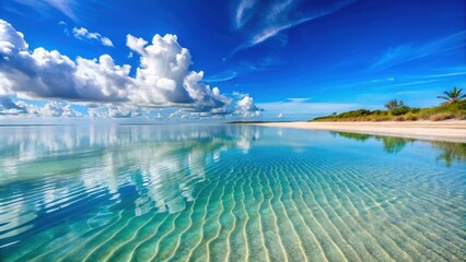 Crystal clear water reflecting blue sky on a beautiful beach lake shore, beach, lake, landscape, crystal clear, water