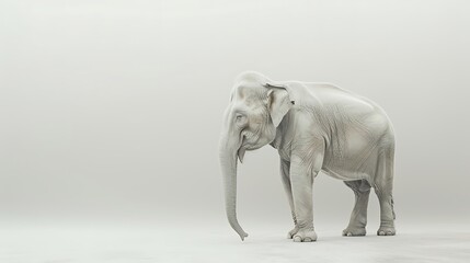 A slightly enlarged, high-definition image of a white elephant positioned against a pure white background. 